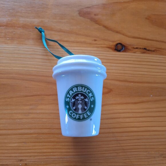 NWOT Starbucks White and Green Logo Christmas Ceramic Ornament - Picture 2 of 4